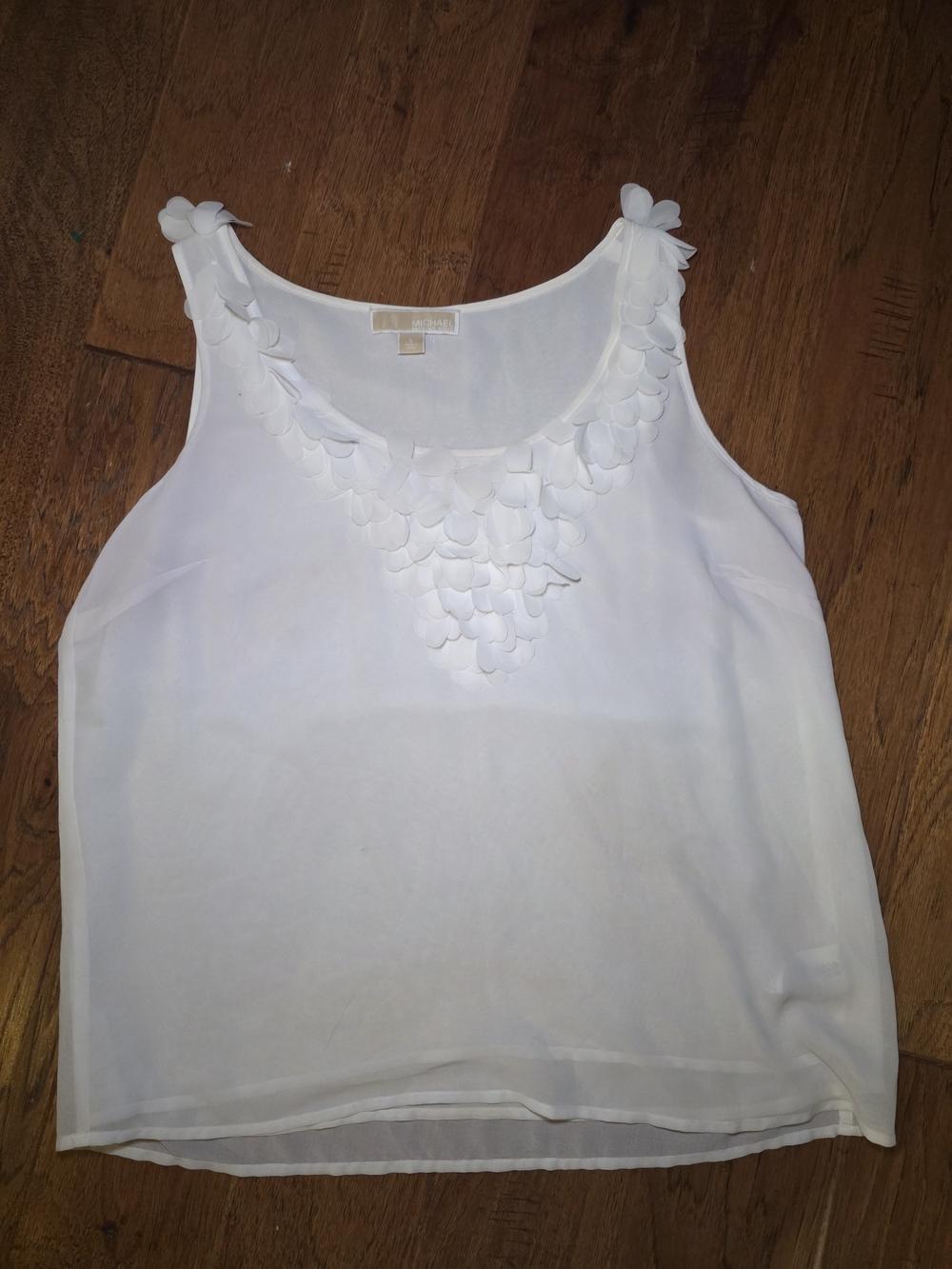 Michael Kors White Floral Petal Applique Camisole